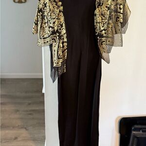 Elegant Black Dress with Gold Embroidery